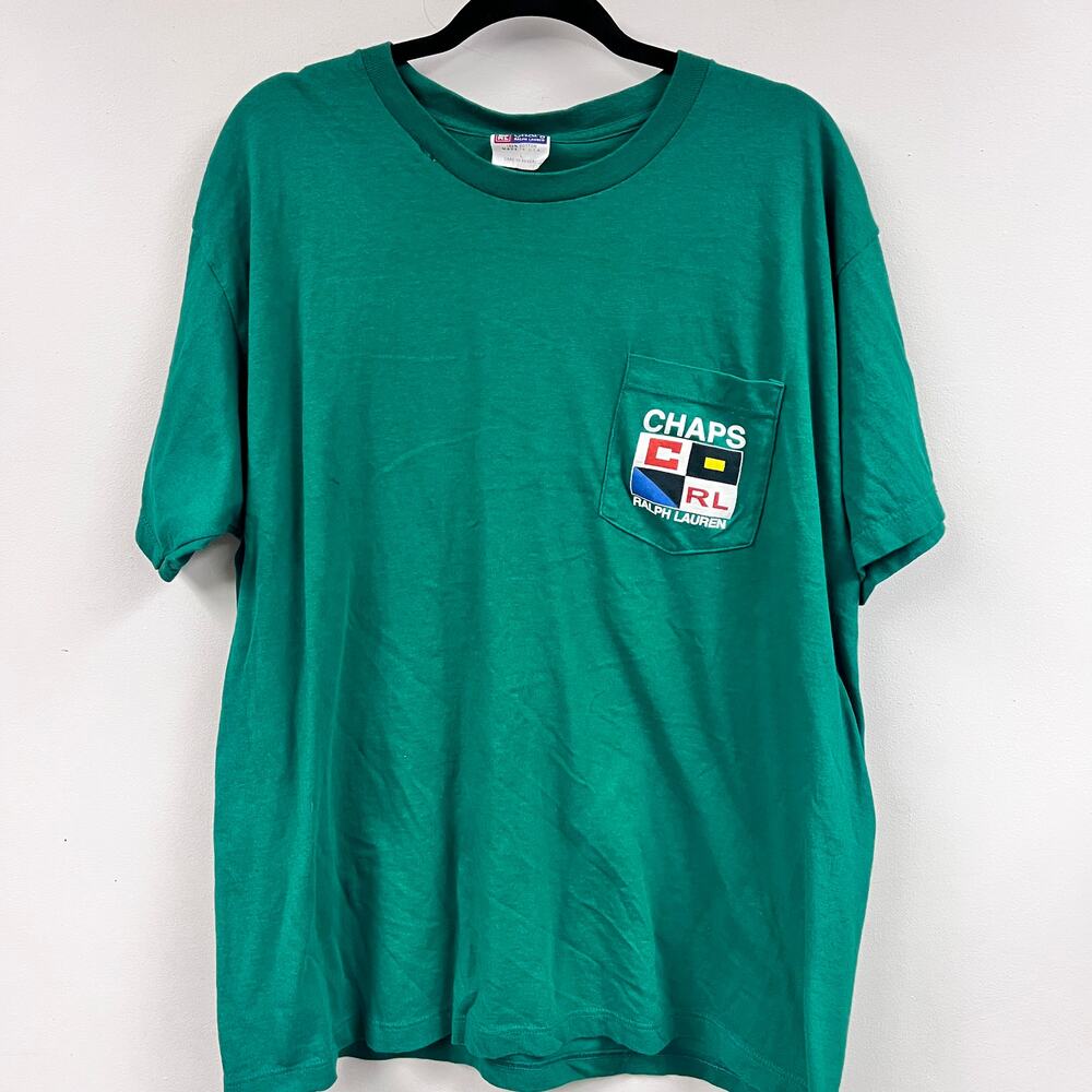 Vintage 2000's Ralph Lauren Chaps green short sleeve crew neck logo tee LG